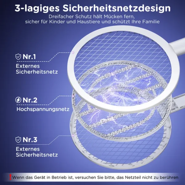 COCOLEMON Elektrische Fliegenklatsche, 4000V Abnehmbare Mückenvernichter, USB wiederaufladbar, 2 Modi, Insektenvernichter mit Sicherheitsnetz für Innen, Garten, Terrasse, Camping - Image 5