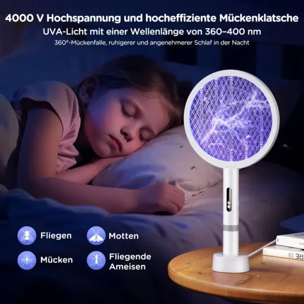 COCOLEMON Elektrische Fliegenklatsche, 4000V Abnehmbare Mückenvernichter, USB wiederaufladbar, 2 Modi, Insektenvernichter mit Sicherheitsnetz für Innen, Garten, Terrasse, Camping - Image 2