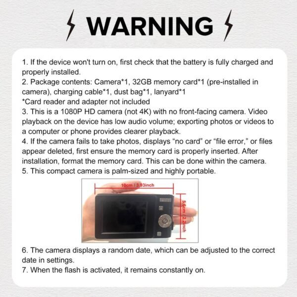 FHD 1080P Digital Camera with SD Card – Compact Point & Shoot for Everyday Photography - Image 2