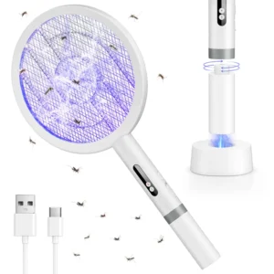 COCOLEMON Elektrische Fliegenklatsche, 4000V Abnehmbare Mückenvernichter, USB wiederaufladbar, 2 Modi, Insektenvernichter mit Sicherheitsnetz für Innen, Garten, Terrasse, Camping