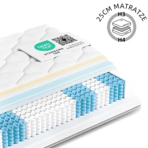 CHICASA Taschenfederkernmatratze – Luxuriöse 7-Zonen Matratze, hoher Komfort, H3/H4, 10 Schichten, 25 cm Höhe