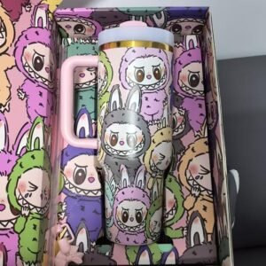 304 rozsdamentes acél hőszigetelt pohár – nagy kapacitású termosz szívószállal, stílusos autós ajándékdoboz-dizájn